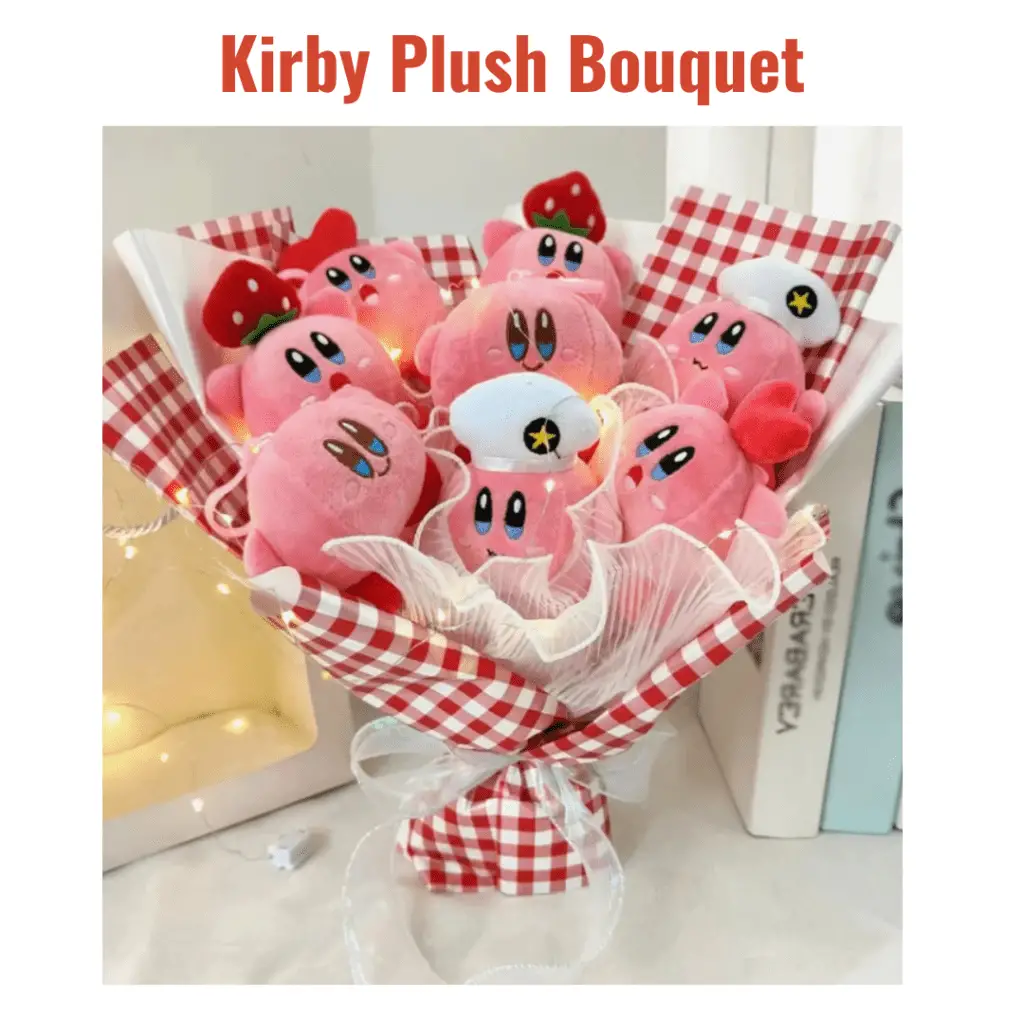 vday gifts for gamer girls kirby flower bouquet plush