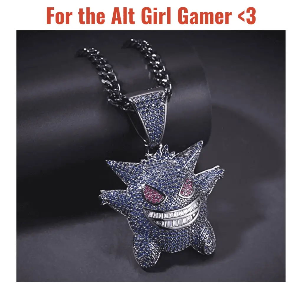 gifts for the alt gamer girl gengar pokemon chain necklace