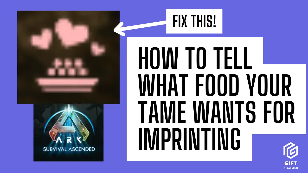 Thumbnail for a troubleshooting guide for the Ark Survival Ascended Imprinting bug, how to fix with the food plate symbol